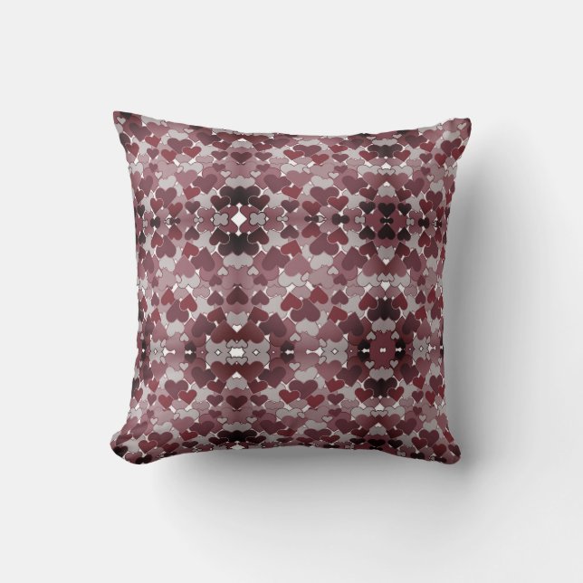 Valentine Hearts Mirror | Fog Throw Pillow (Front)