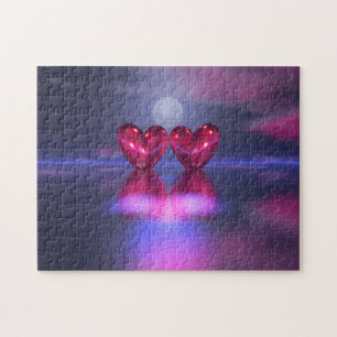 Valentine Hearts Night Beats Jigsaw Puzzle