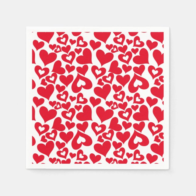 Valentine Hearts Paper Napkins (Front)
