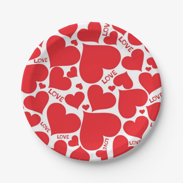 Valentine Hearts Paper Plates (Front)