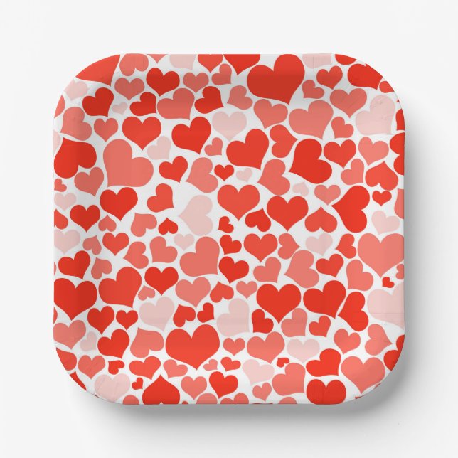 Valentine Hearts Paper Plates (Front)