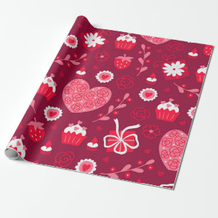 Valentine hearts pattern wrapping paper