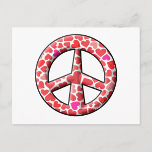 Valentine Hearts Peace Sign Holiday Postcard