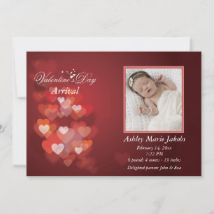 Valentine Hearts Photo Birth Announcement