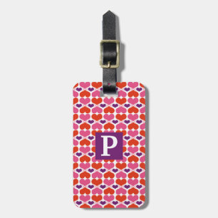 Valentine Hearts Quilt Monogram Luggage Tag