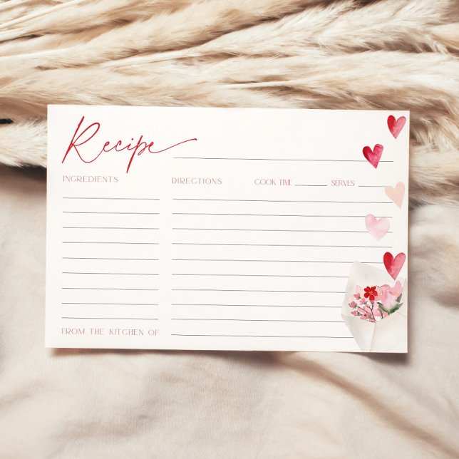 Valentine Hearts Recipe Card for Bridal Shower  (Creator Uploaded)