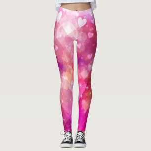 Valentine Hearts sparkle pink cloud Leggings
