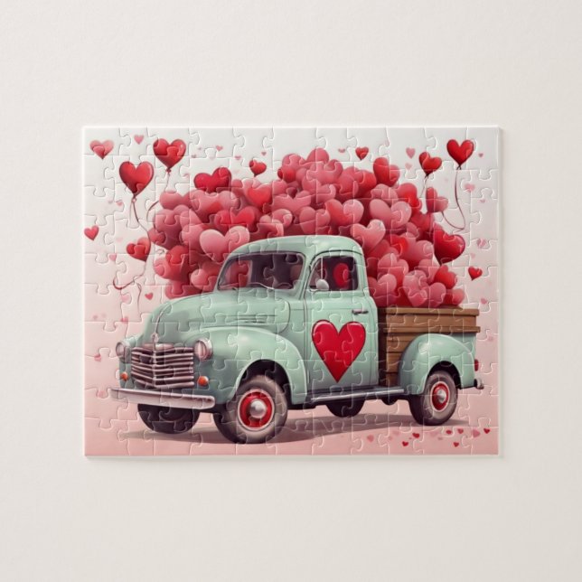 Valentine Hearts Special Delivery Truck Jigsaw Puzzle (Horizontal)