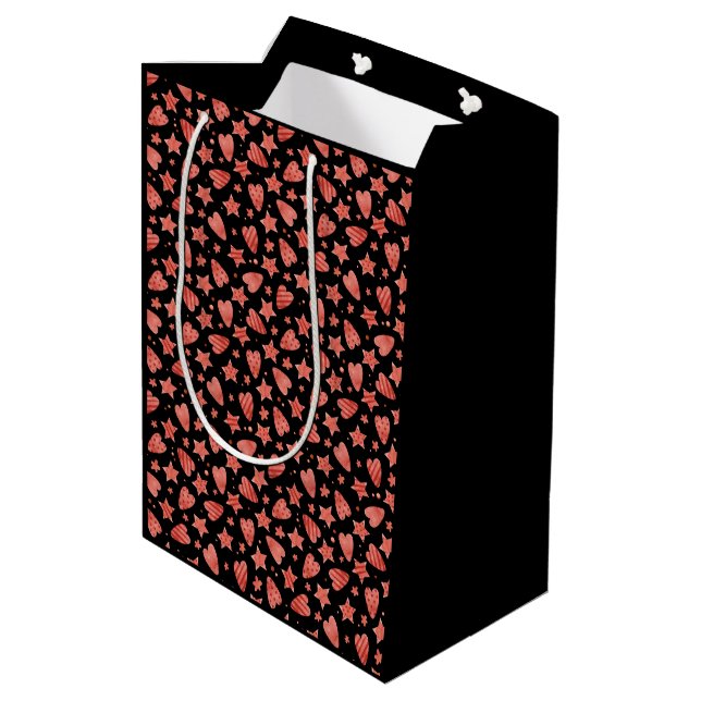 Valentine Hearts & Stars Pattern Gift Bag (Back Angled)