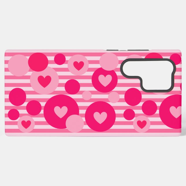 Valentine Hearts Stripe Dots  Samsung Galaxy S22 Ultra Case (Back Horizontal)