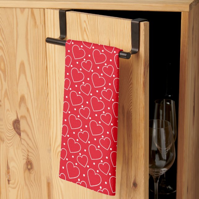 Valentine Hearts  Tea Towel (Thirds Fold)