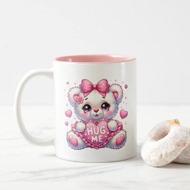 Valentine Hearts  Two-Tone Coffee Mug (With Donut)