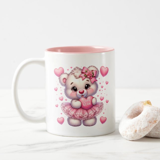 Valentine Hearts  Two-Tone Coffee Mug (With Donut)