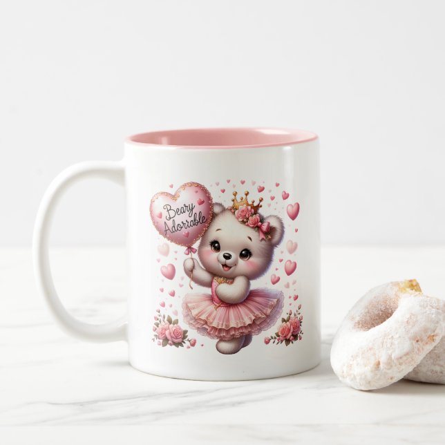 Valentine Hearts  Two-Tone Coffee Mug (With Donut)
