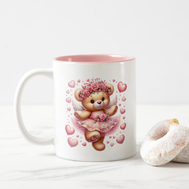 Valentine Hearts  Two-Tone Coffee Mug (With Donut)