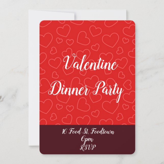 Valentine hearts whimsical dinner party invitation (Front)