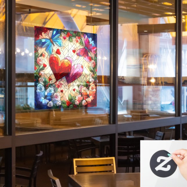 Valentine Hearts Window Cling (Restaurant Window)