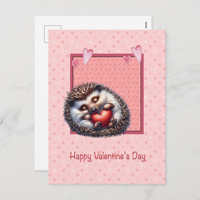Valentine Hedgehog or Porcupine Card (Front/Back)