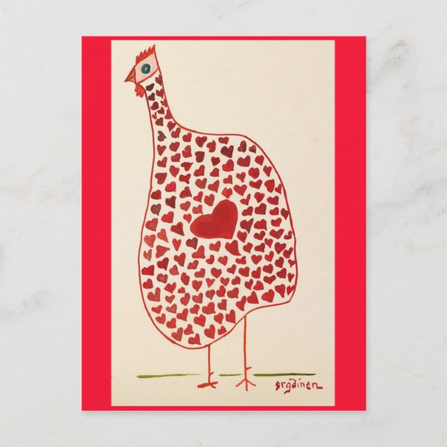Valentine Hen Supports Hearth Health Holiday Postcard (Front)