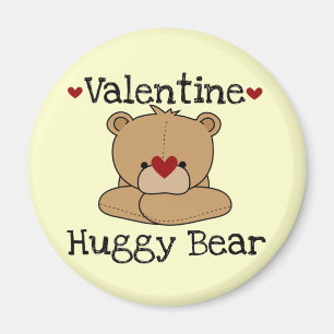 Valentine Huggy Bear Round Magnet