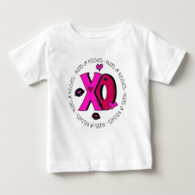 Valentine Hugs and Kisses Baby T-Shirt (Front)