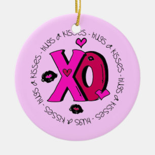 Valentine Hugs and Kisses Ceramic Ornament