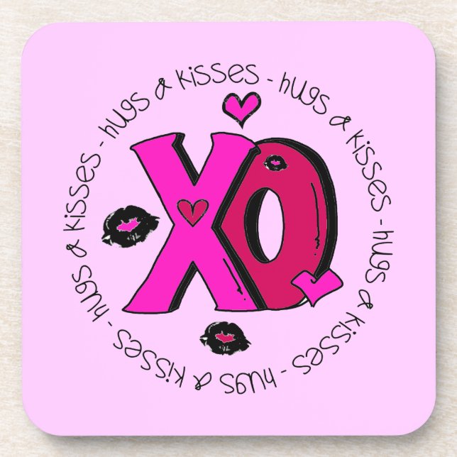 Valentine Hugs and Kisses Coaster (Front)