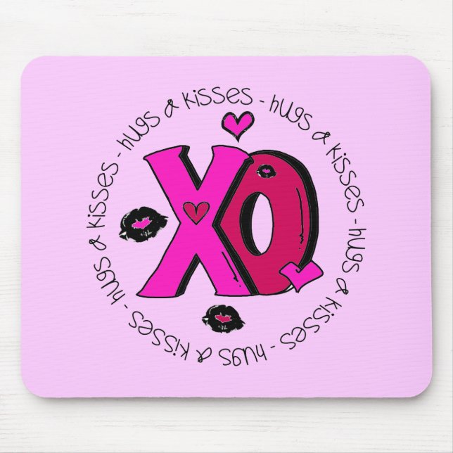 Valentine Hugs and Kisses Mouse Pad (Front)