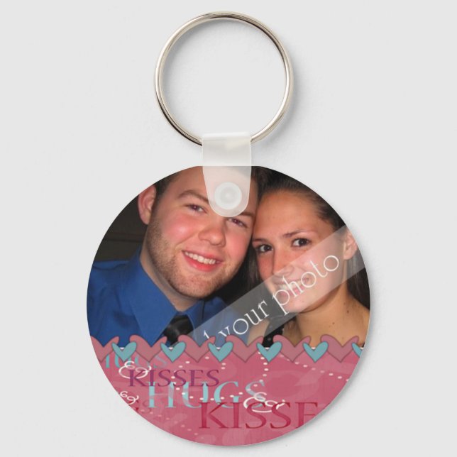 Valentine Hugs and Kisses  Photo Keychain (Front)