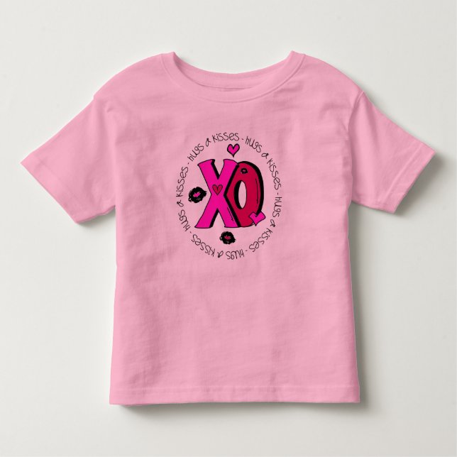 Valentine Hugs and Kisses Toddler T-Shirt (Front)