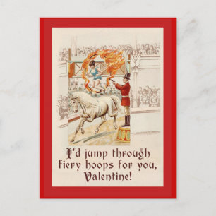 Valentine Humour with Vintage Circus Art Holiday Postcard