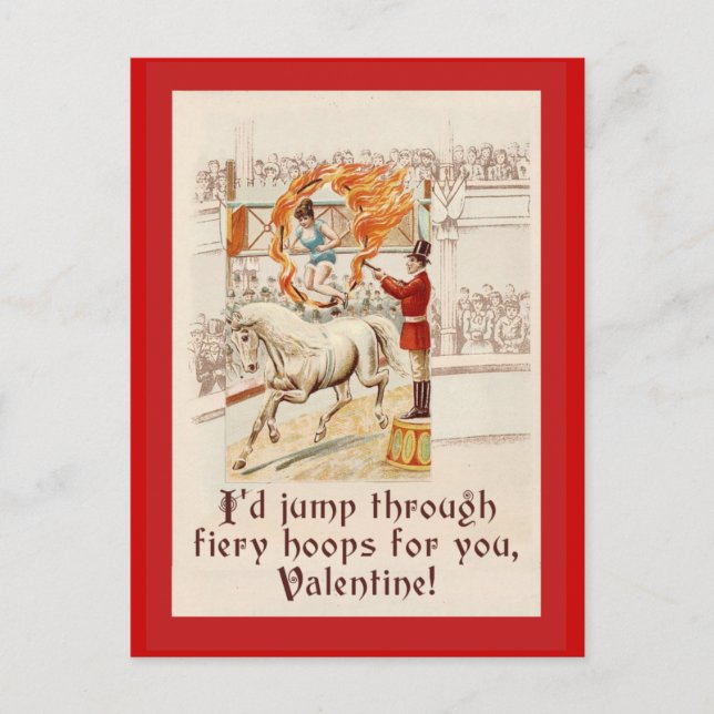 Valentine Humour with Vintage Circus Art Holiday Postcard (Front)