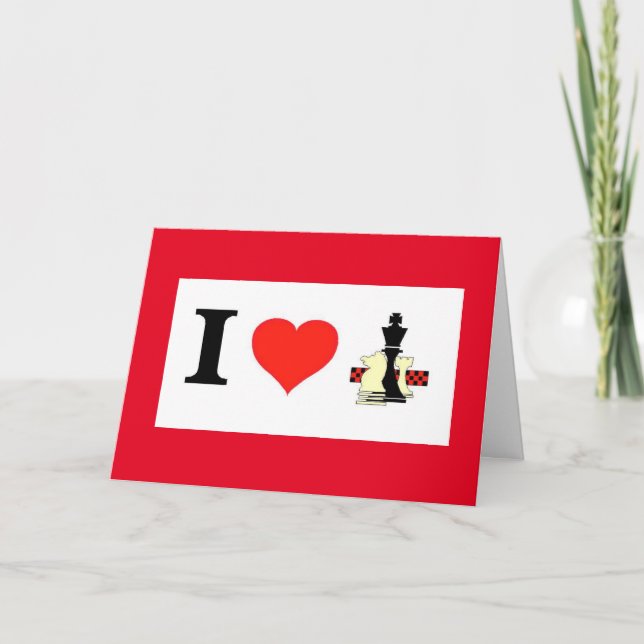 Valentine I Love Chess and You Holiday Card (Front)