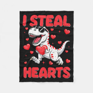 Valentine I Steal Hearts Trex Dino Toddler Kids Ba Fleece Blanket