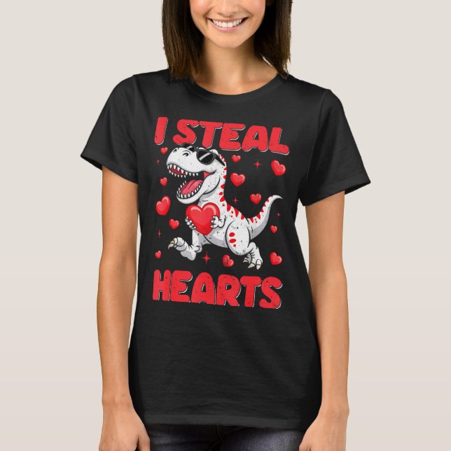 Valentine I Steal Hearts Trex Dino Toddler Kids Ba T-Shirt (Front)