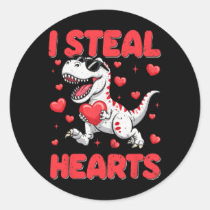 Valentine I Steal Hearts Trex Dino Toddler Kids By Classic Round Sticker