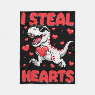 Valentine I Steal Hearts Trex Dino Toddler Kids By Fleece Blanket