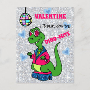 Valentine I Think You're Dino-Mite, disco dinosaur Postcard