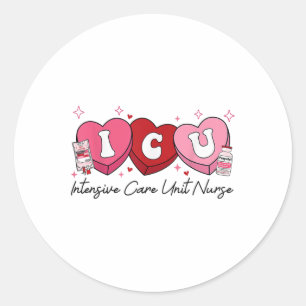 Valentine Icu Nurse Retro Intensive Care Unit Nurs Classic Round Sticker