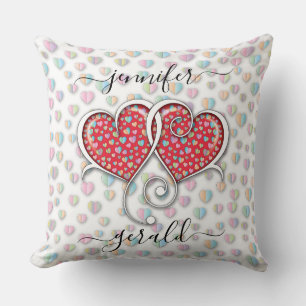 Valentine Interlocked Hearts Design Cushion