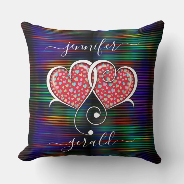 Valentine Interlocked Hearts Design Cushion (Front)