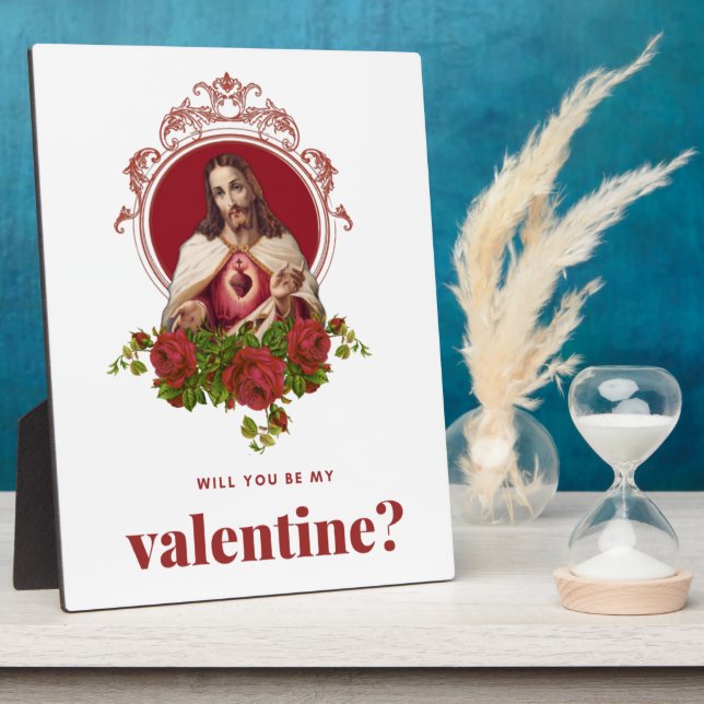 Valentine Jesus Sacred Heart Catholic Religious Plaque (Side)