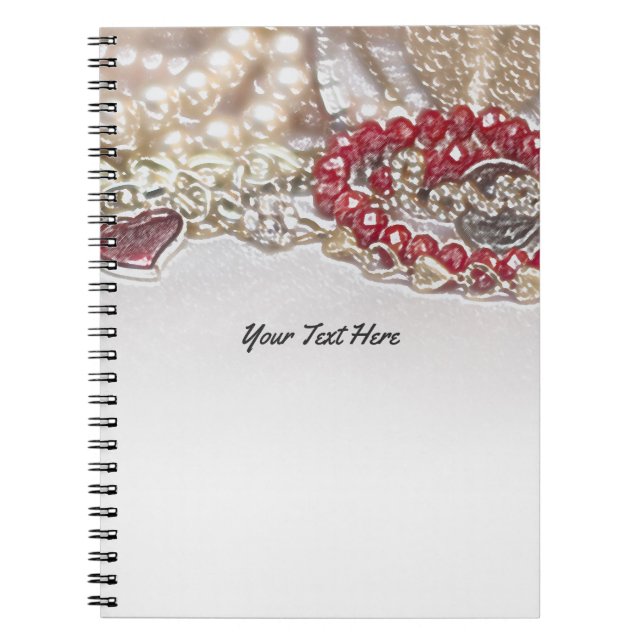 Valentine Jewels & Pearls Elegant Chic Glamour Notebook (Front)