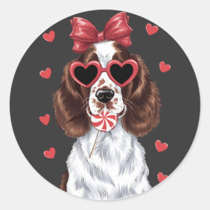 Valentine Joy with English Springer Spaniel Sweet Classic Round Sticker