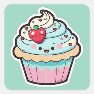 Valentine Kawaii Cupcake Sticker