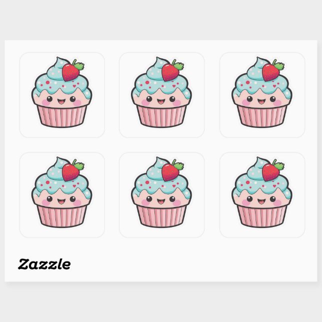 Valentine Kawaii Cupcake Sticker (Sheet)
