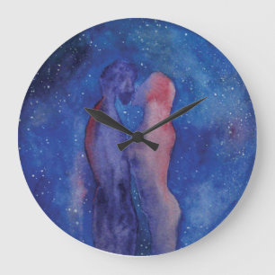 Valentine Kiss couple art Round (Large) Wall Clock