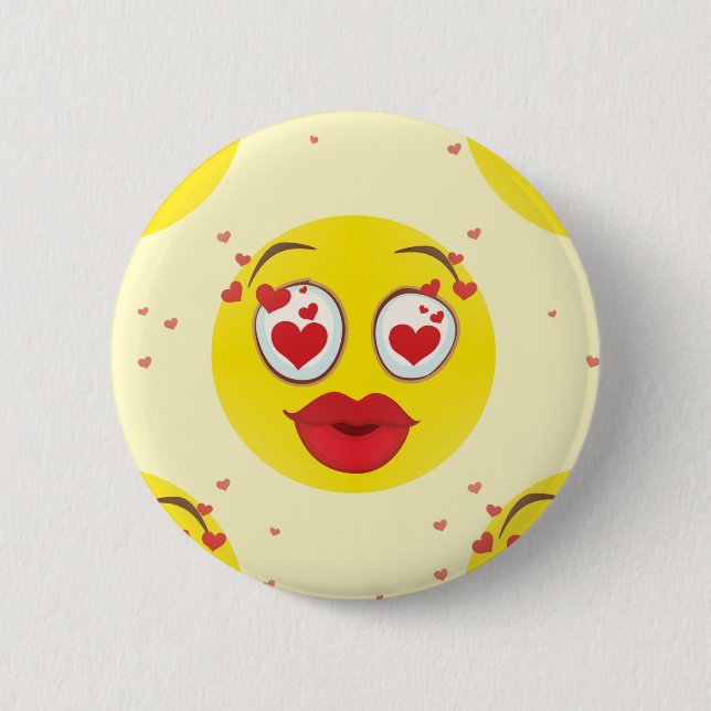 Valentine kiss Emoji 6 Cm Round Badge (Front)