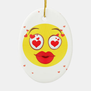 Valentine kiss Emoji Ceramic Tree Decoration