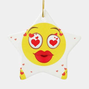 Valentine kiss Emoji Ceramic Tree Decoration